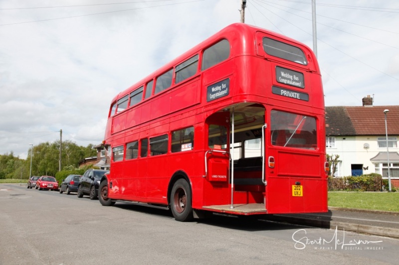 Double-decker wedding bus