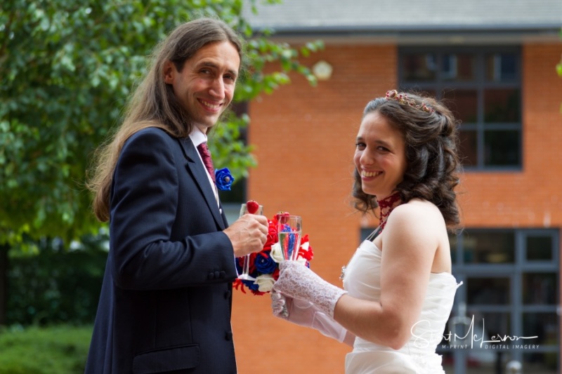 Bride and groom candid at Cheadle House