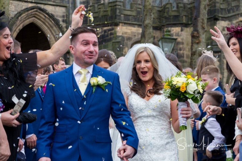 Confetti outside St Mary's, Sandbach