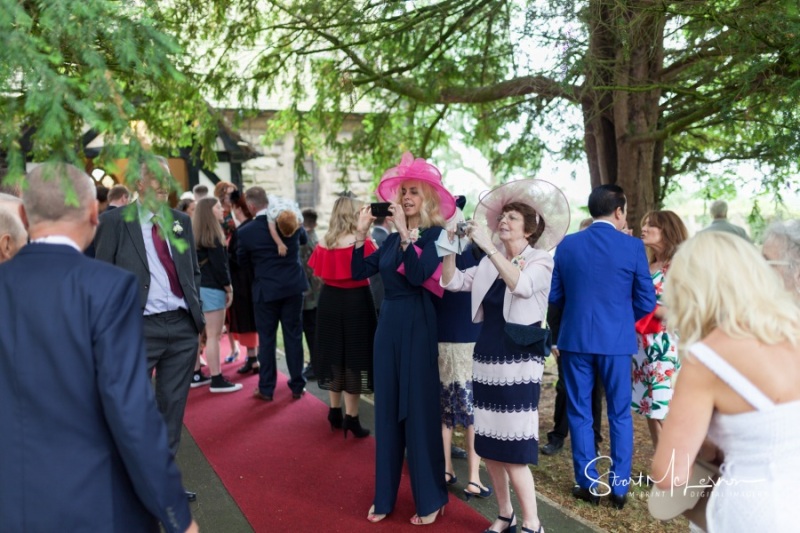 Wedding guests at church