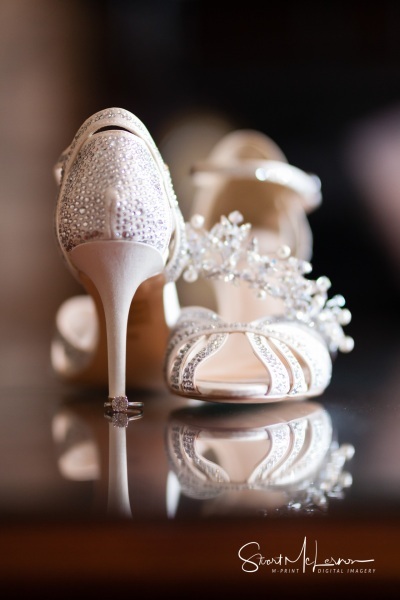 Wedding shoes, tiara and ring