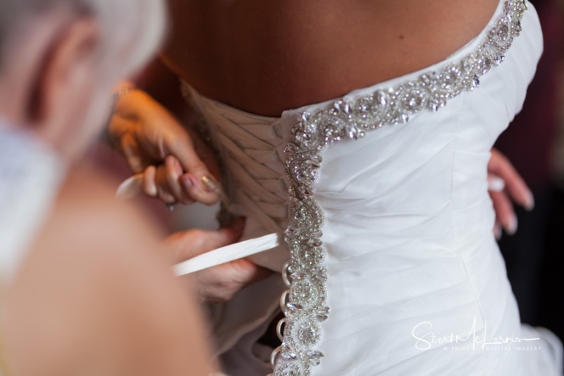 Lacing up the wedding dress