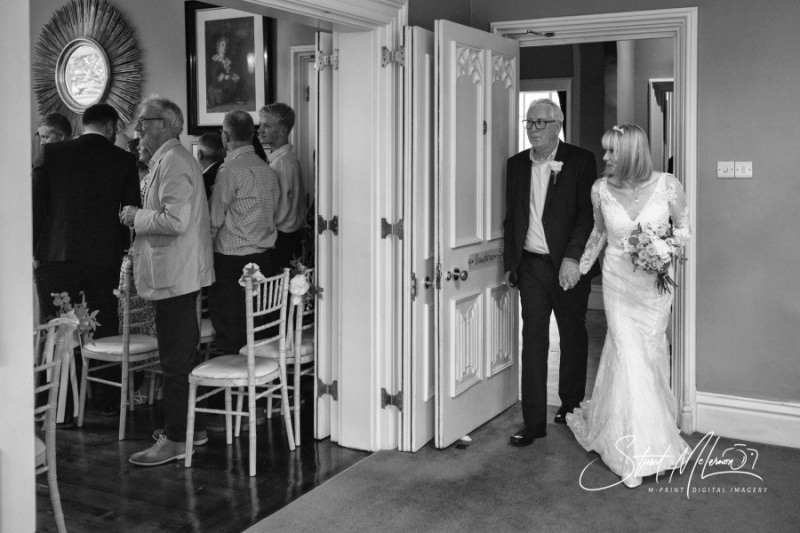 The bride and groom arrive together
