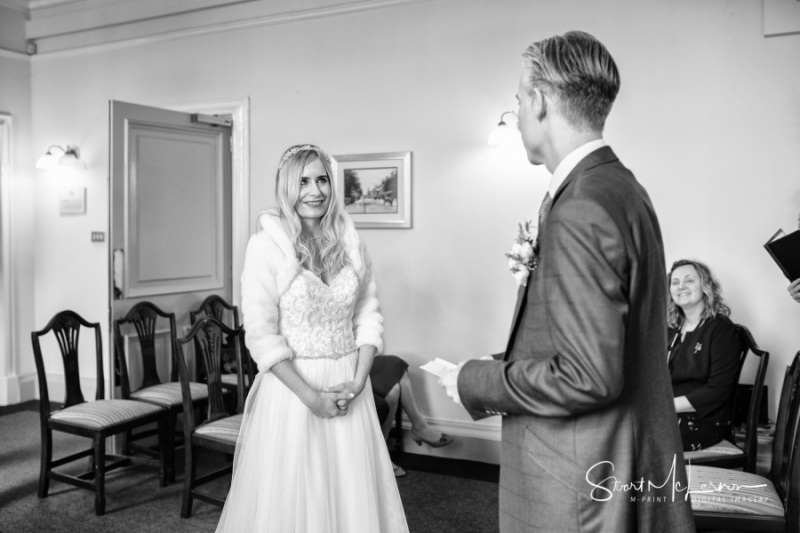 Bride and Groom exchange vows at Stockport Town Hall