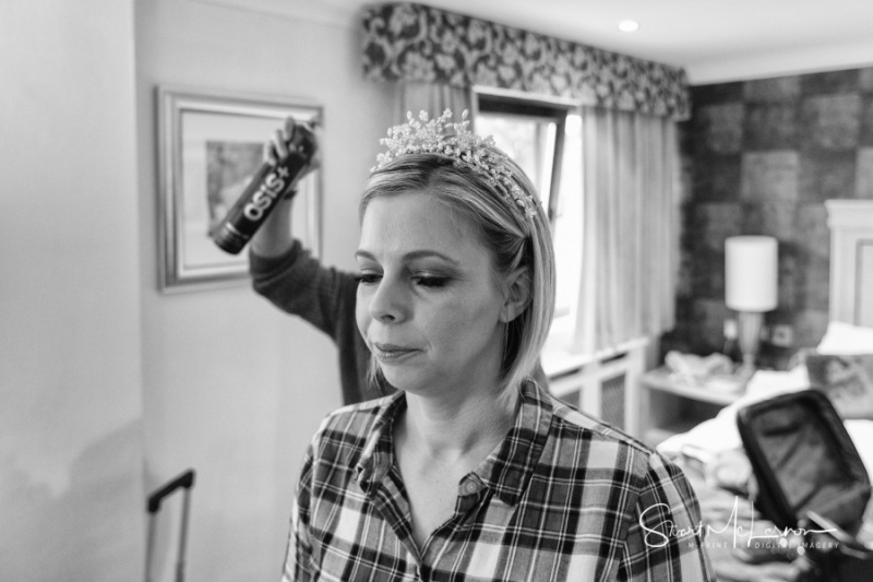 Tiara in place, spray at the ready