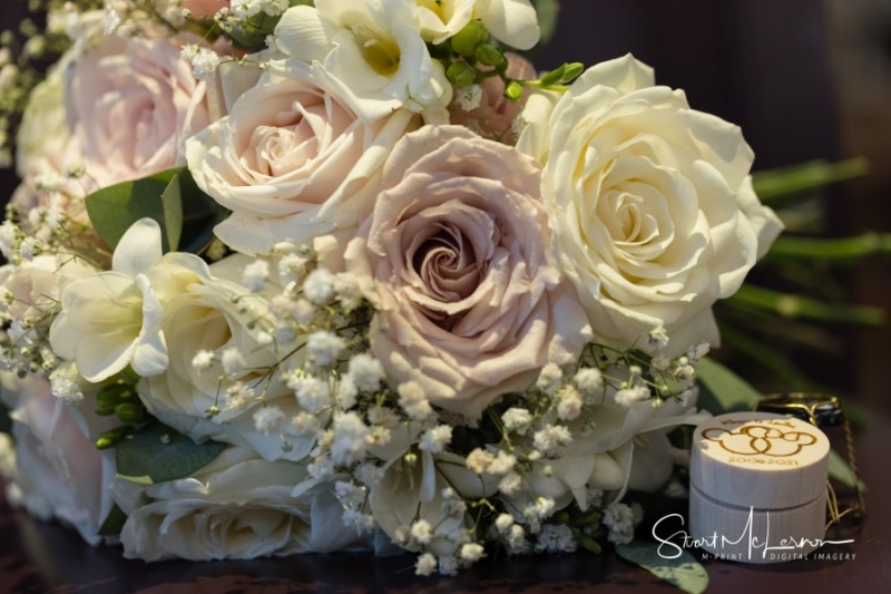 Bridal flowers and ring box