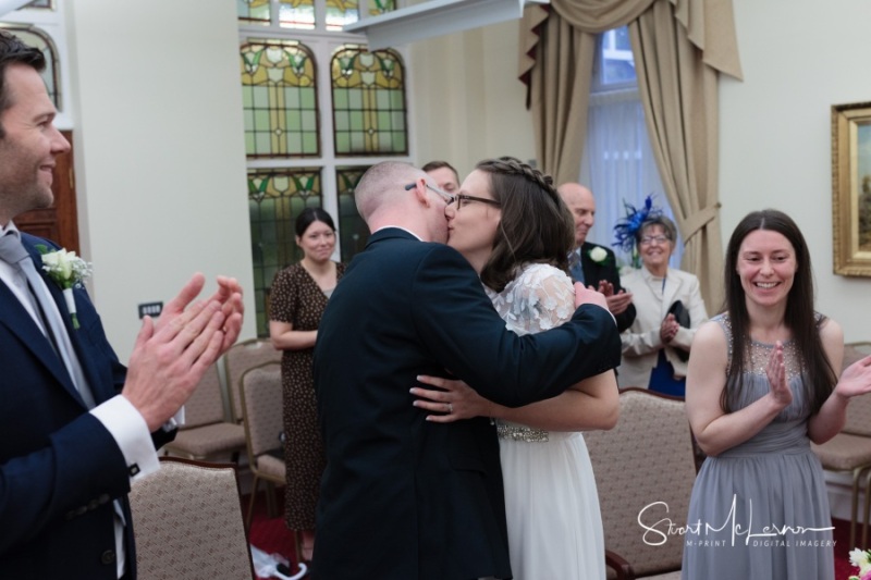 Dukinfield Town Hall hug and kiss