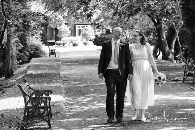 Bride and Groom alone in Dukinfield Park